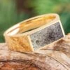 Men's Signet Ring With Naturally-Shed Antler -Johan Jewelry Shop E5339YGAntlerArtCropped 1