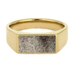 Men's Signet Ring With Naturally-Shed Antler -Johan Jewelry Shop E5339YGAntler 5