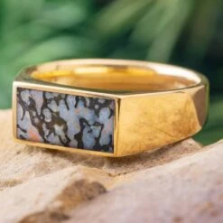 Fossil Signet Ring With Dinosaur Bone