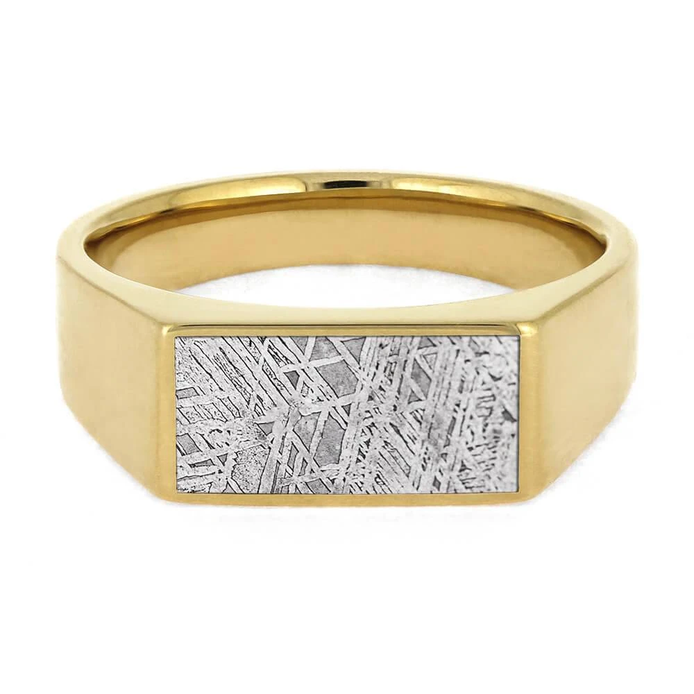 Gibeon Meteorite Signet Ring In 14k Yellow Gold 7 Gibeon Meteorite Signet Ring In 14k Yellow Gold - Image 5