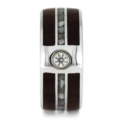 Pearl Wedding Ring In Silver With Rosewood And Moissanite Stone -Johan Jewelry Shop E5347AG 2