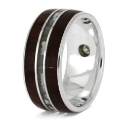 Pearl Wedding Ring In Silver With Rosewood And Moissanite Stone -Johan Jewelry Shop E5347AG 3