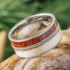Antler Wedding Band With Exotic Wood And Guitar String -Johan Jewelry Shop E5350ArtCropped 3