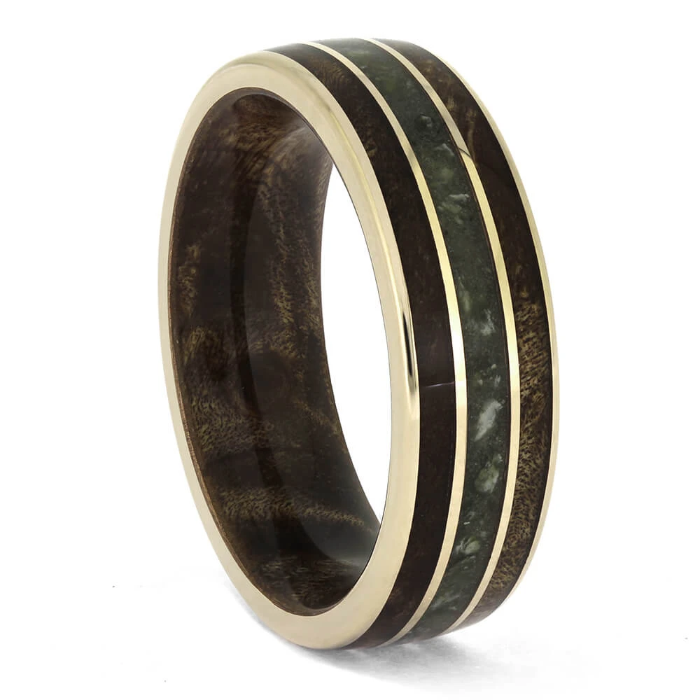 Jade Wedding Band With Maple Wood In White Gold 4 Jade Wedding Band With Maple Wood In White Gold - Image 2