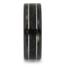 Violet Wood & Dinosaur Bone Wedding Band In Black Ceramic -Johan Jewelry Shop E5355BC 2