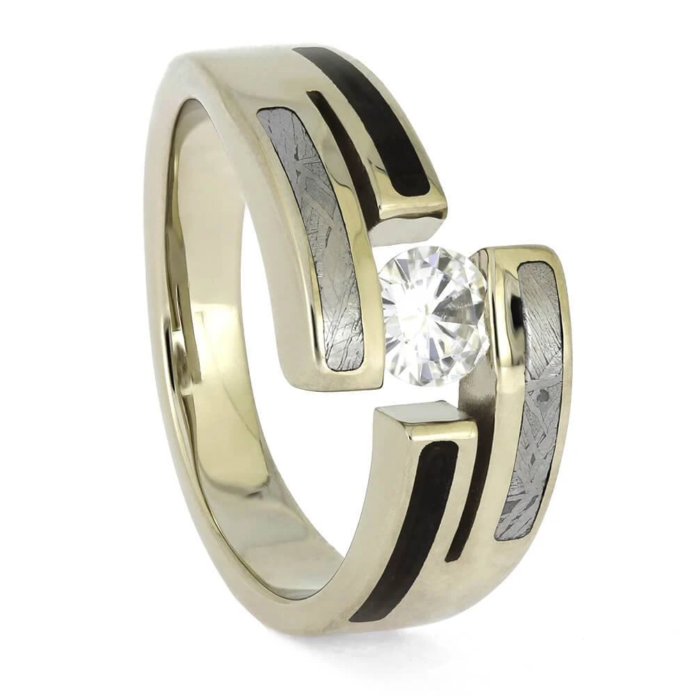 Gold Engagement Ring With Meteorite And Dinosaur Bone 4 Gold Engagement Ring With Meteorite And Dinosaur Bone - Image 2