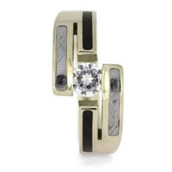 Gold Engagement Ring With Meteorite And Dinosaur Bone 10 Gold Engagement Ring With Meteorite And Dinosaur Bone -Johan Jewelry Shop E5357 2