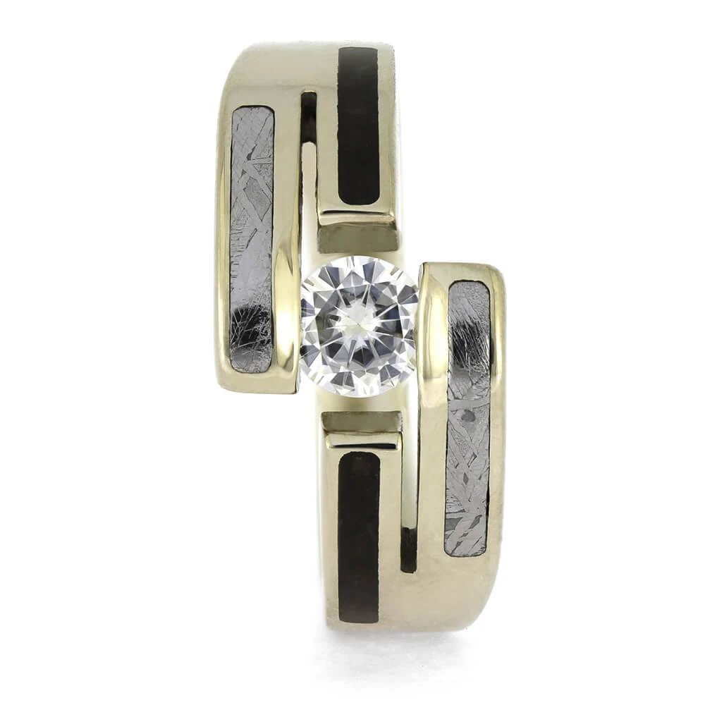 Gold Engagement Ring With Meteorite And Dinosaur Bone 5 Gold Engagement Ring With Meteorite And Dinosaur Bone - Image 3