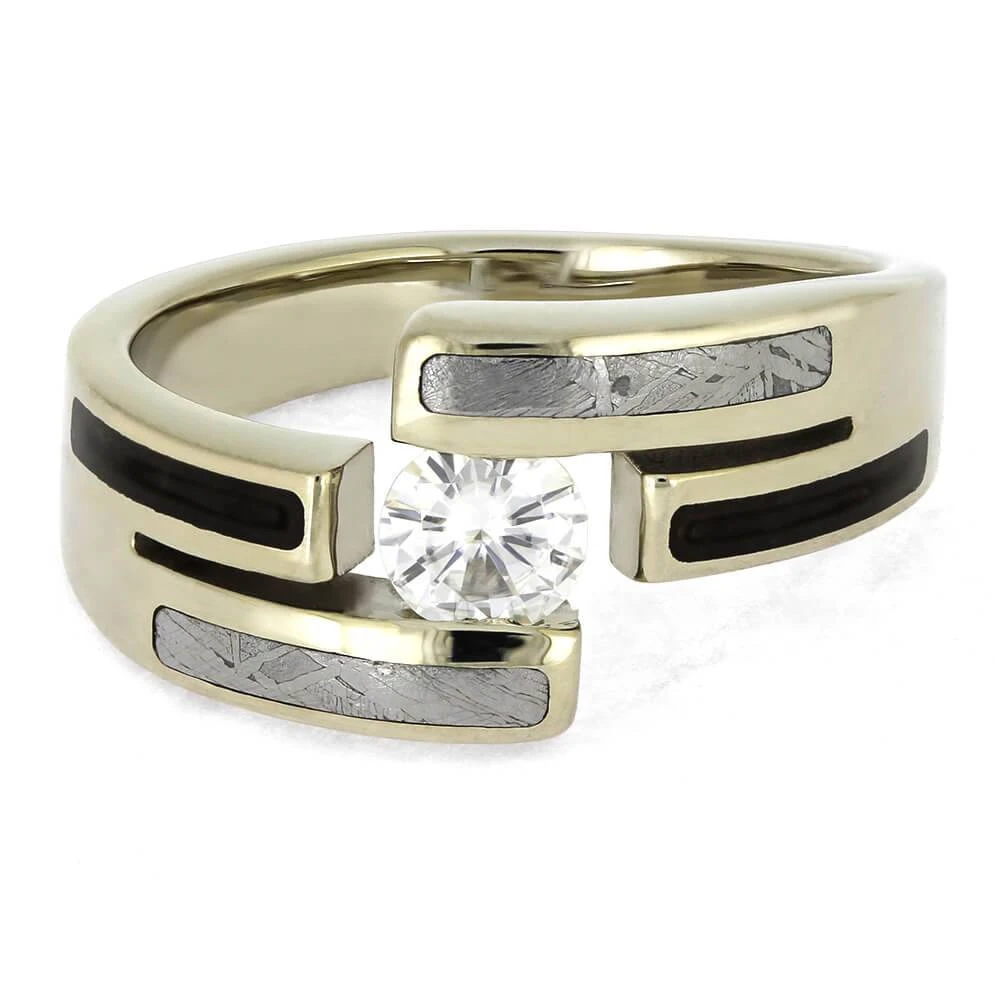 Gold Engagement Ring With Meteorite And Dinosaur Bone 8 Gold Engagement Ring With Meteorite And Dinosaur Bone - Image 6