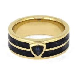 Trillion Blue Sapphire Wedding Band In Polished Gold -Johan Jewelry Shop E5360YG 4