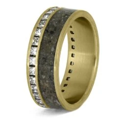 Yellow Gold Eternity Ring With Cremains And Diamonds -Johan Jewelry Shop E5363YG 3