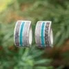 Meteorite And Dinosaur Bone Huggie Earrings With Opal Inlay -Johan Jewelry Shop E5366ArtCropped 2