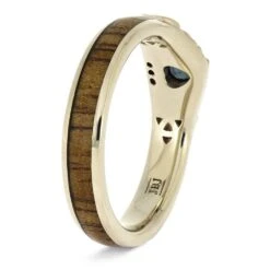 Trinity Knot Claddagh Ring With Koa Wood Inlay 10 Trinity Knot Claddagh Ring With Koa Wood Inlay -Johan Jewelry Shop E5371WG 3