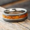 Cherry Burl Wood Wedding Band With Sandblasted Titanium -Johan Jewelry Shop E5378ArtCropped 4
