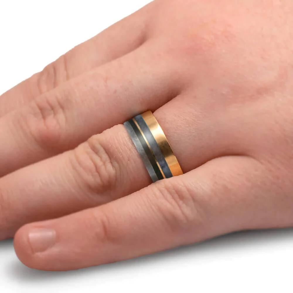 Birthstone Ring For Men With Meteorite In Yellow Gold 8 Birthstone Ring For Men With Meteorite In Yellow Gold - Image 6