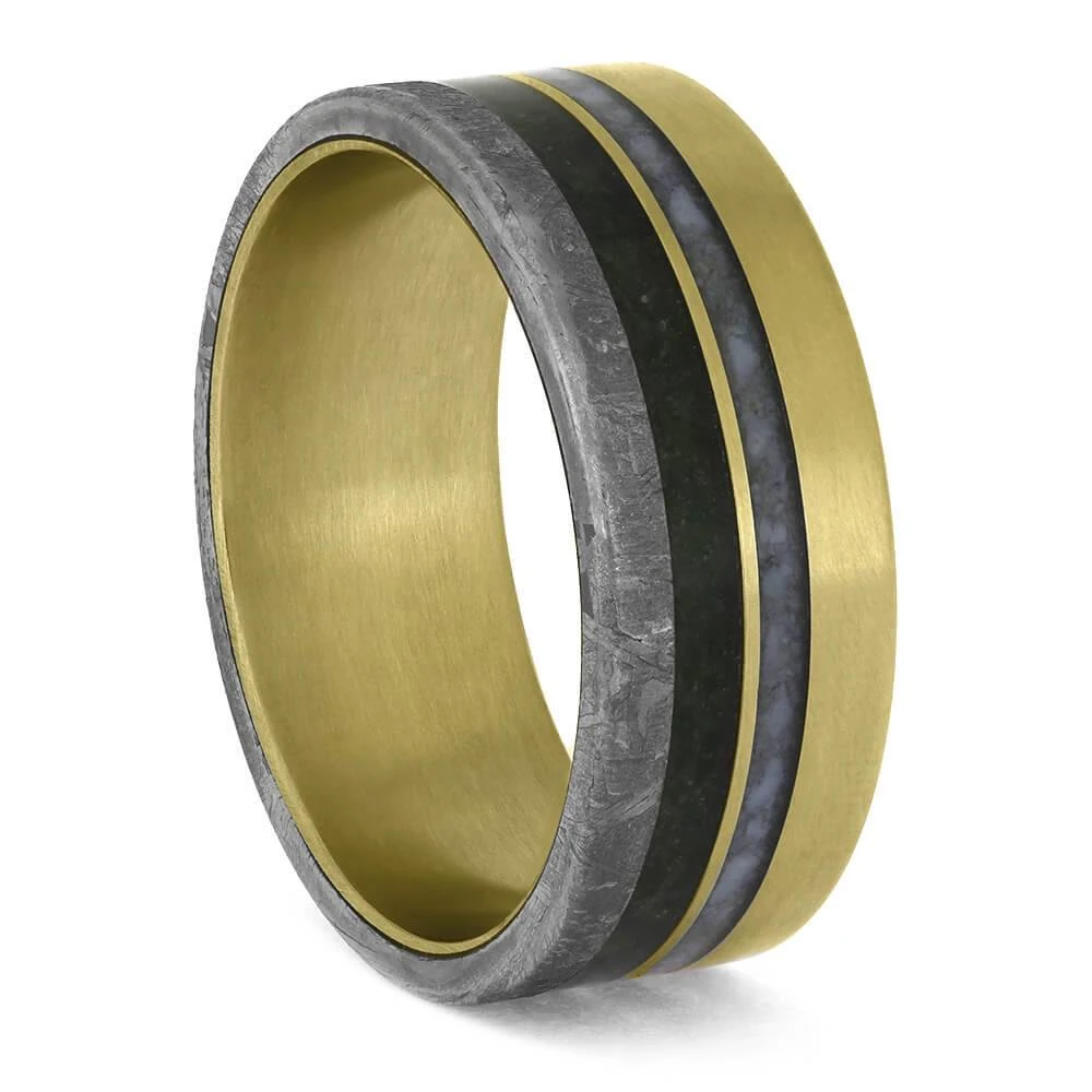 Birthstone Ring For Men With Meteorite In Yellow Gold 4 Birthstone Ring For Men With Meteorite In Yellow Gold - Image 2