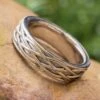 Filigree Wedding Band With Gibeon Meteorite -Johan Jewelry Shop E5383ArtCropped 5