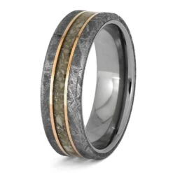 Pet Memorial Ring With Meteorite And Rose Gold -Johan Jewelry Shop E5384TIRG 3