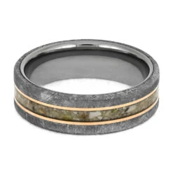 Pet Memorial Ring With Meteorite And Rose Gold -Johan Jewelry Shop E5384TIRG 4