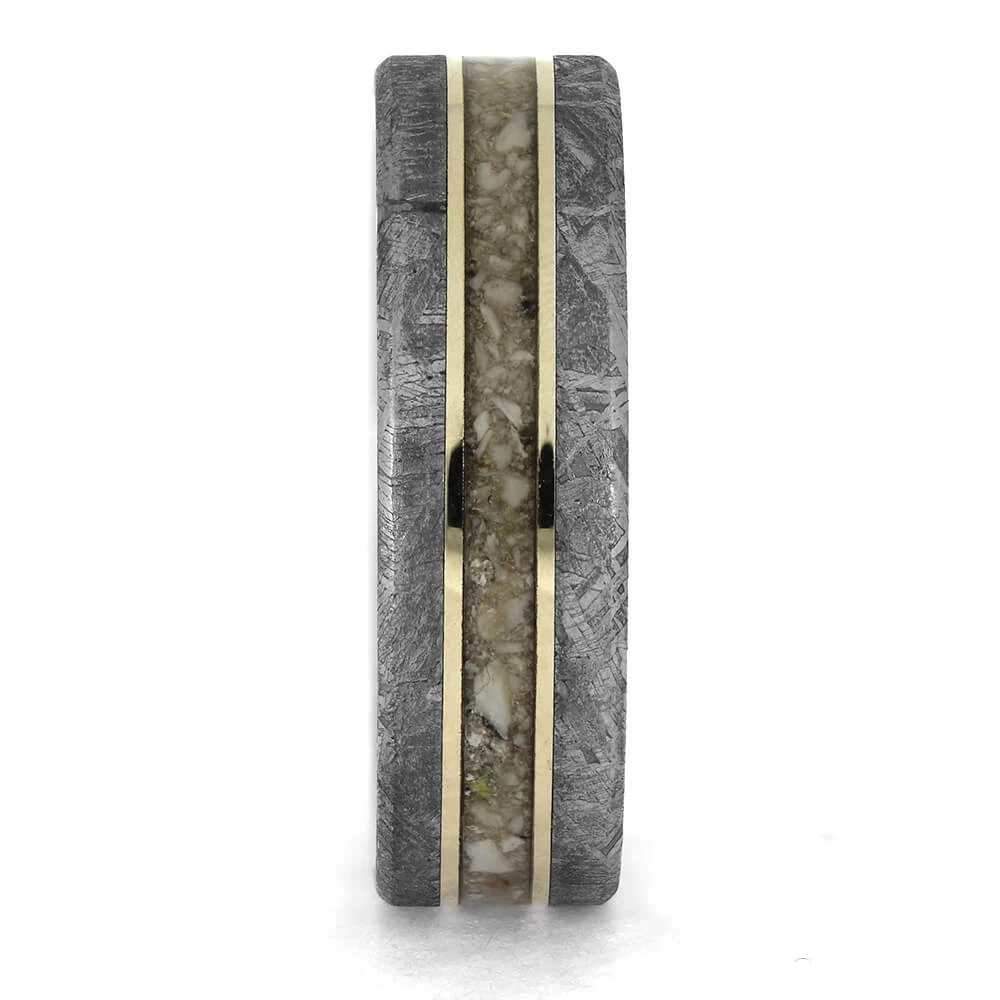 Meteorite Memorial Ring With White Gold Pinstripes 5 Meteorite Memorial Ring With White Gold Pinstripes - Image 3