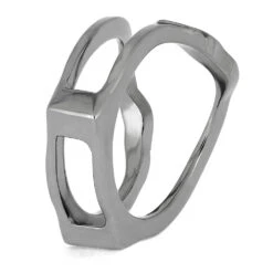 Nature-Inspired Titanium Ring Guard With Floral Accents -Johan Jewelry Shop E5388 3