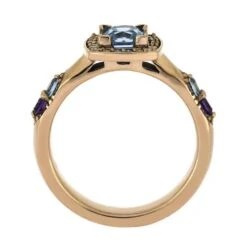 Unique Birthstone Engagement Ring With Halo 12 Unique Birthstone Engagement Ring With Halo -Johan Jewelry Shop E5400RG14 4