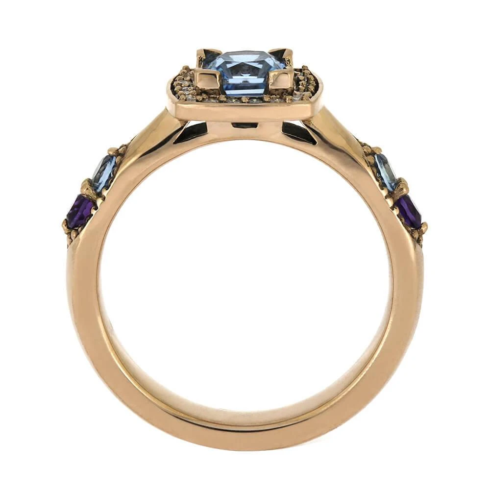 Unique Birthstone Engagement Ring With Halo 7 Unique Birthstone Engagement Ring With Halo - Image 5