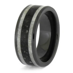 Antler And Ashes Memorial Ring In Black Ceramic 10 Antler And Ashes Memorial Ring In Black Ceramic -Johan Jewelry Shop E5415 3