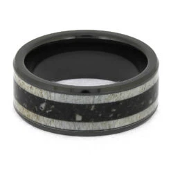 Antler And Ashes Memorial Ring In Black Ceramic 11 Antler And Ashes Memorial Ring In Black Ceramic -Johan Jewelry Shop E5415 4