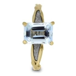 Aquamarine Engagement Ring In Yellow Gold With Meteorite 11 Aquamarine Engagement Ring In Yellow Gold With Meteorite -Johan Jewelry Shop E5424YG14 2