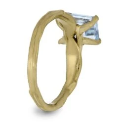Aquamarine Engagement Ring In Yellow Gold With Meteorite 12 Aquamarine Engagement Ring In Yellow Gold With Meteorite -Johan Jewelry Shop E5424YG14 3