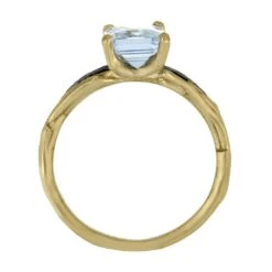 Aquamarine Engagement Ring In Yellow Gold With Meteorite 13 Aquamarine Engagement Ring In Yellow Gold With Meteorite -Johan Jewelry Shop E5424YG14 4