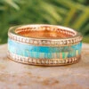 Rose Gold Eternity Band With Turquoise And Opal 2 Rose Gold Eternity Band With Turquoise And Opal -Johan Jewelry Shop E5425RGArtCropped 2