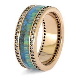 Rose Gold Eternity Band With Turquoise And Opal -Johan Jewelry Shop E5425RG 3
