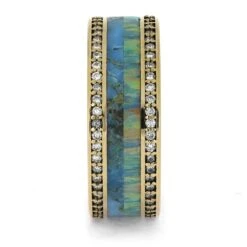 Gold And Diamond Eternity Band With Opal And Turquoise -Johan Jewelry Shop E5425YG 2