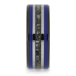 Blue Memorial Ring In Black Ceramic -Johan Jewelry Shop E5430Blue 2