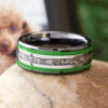 Unique Memorial Band With Green Enamel And Ashes