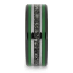 Unique Memorial Band With Green Enamel And Ashes -Johan Jewelry Shop E5430Green 2