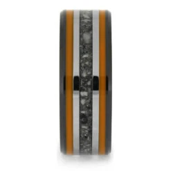 Orange Memorial Ring With Enamel And Black Ceramic -Johan Jewelry Shop E5430Orange 2