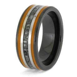 Orange Memorial Ring With Enamel And Black Ceramic -Johan Jewelry Shop E5430Orange 3