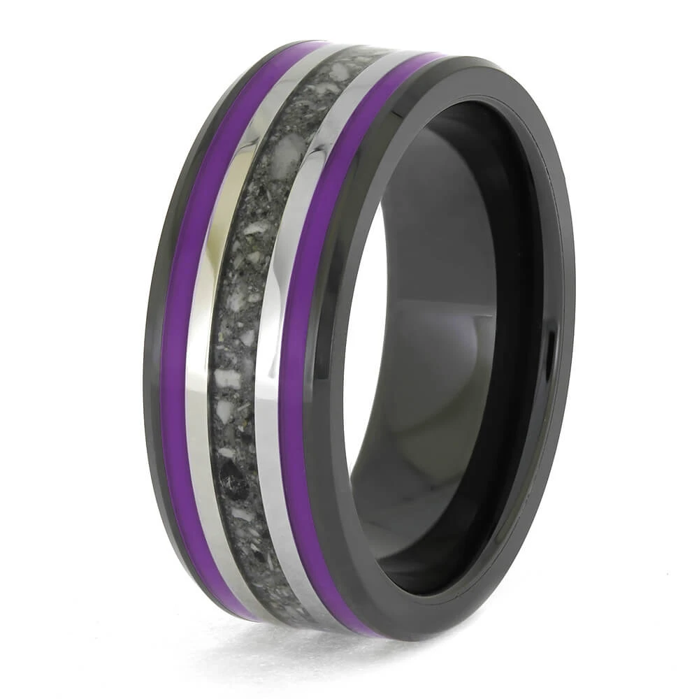 Purple Enamel Memorial Ring In Black Ceramic 6 Purple Enamel Memorial Ring In Black Ceramic - Image 4