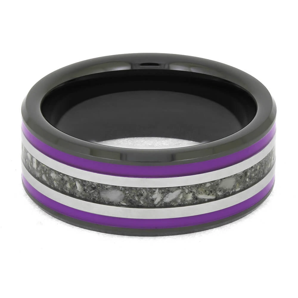 Purple Enamel Memorial Ring In Black Ceramic 7 Purple Enamel Memorial Ring In Black Ceramic - Image 5