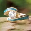 White Gold And Turquoise Engagement Ring