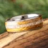 Titanium Memorial Ring With Whiskey Barrel Oak Wood -Johan Jewelry Shop E5435ArtCropped 2