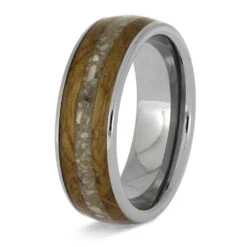 Titanium Memorial Ring With Whiskey Barrel Oak Wood 11 Titanium Memorial Ring With Whiskey Barrel Oak Wood -Johan Jewelry Shop E5435TI 3