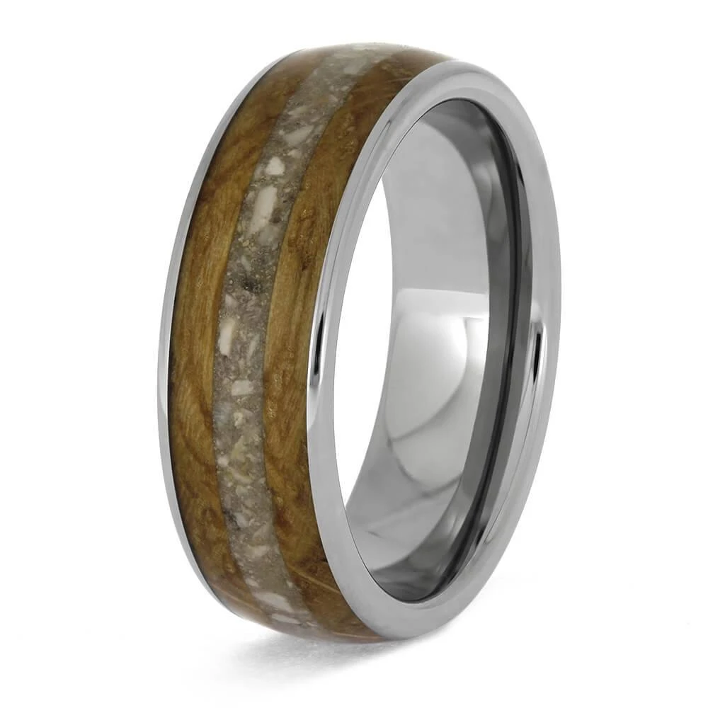 Titanium Memorial Ring With Whiskey Barrel Oak Wood 6 Titanium Memorial Ring With Whiskey Barrel Oak Wood - Image 4