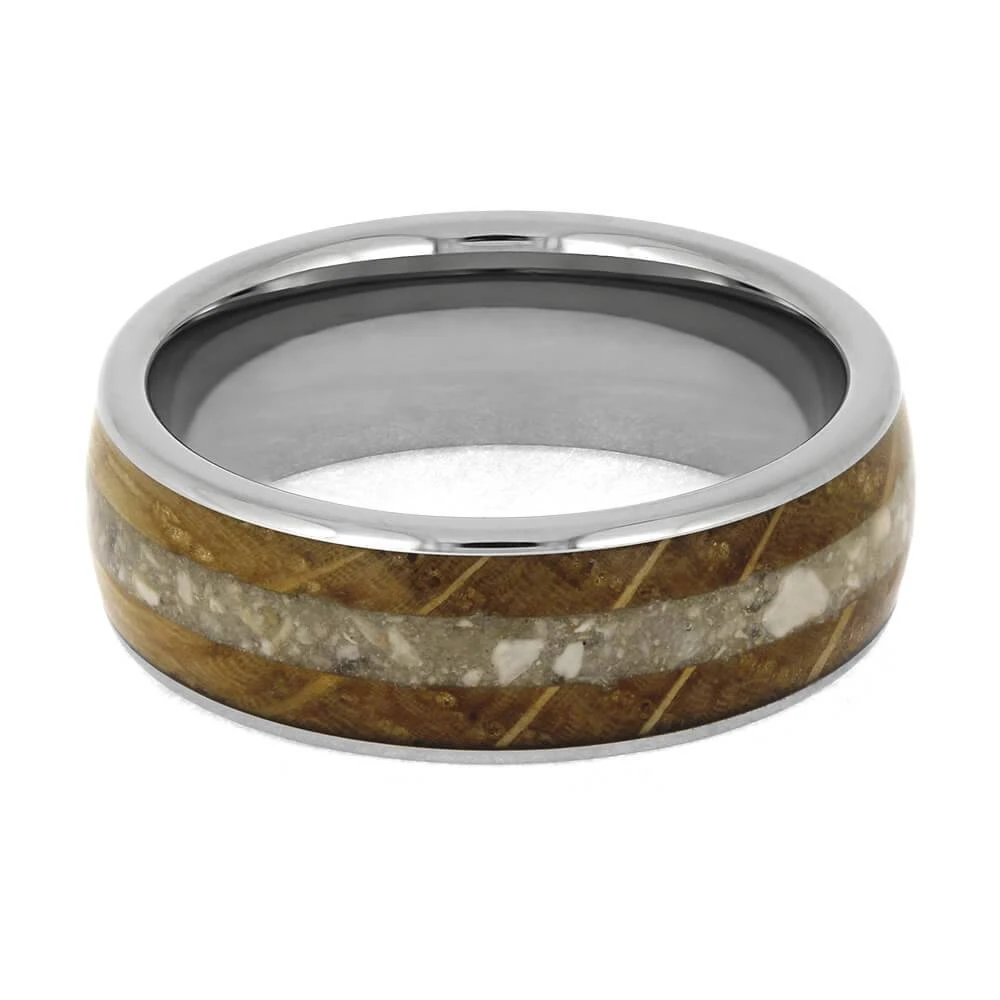 Titanium Memorial Ring With Whiskey Barrel Oak Wood 7 Titanium Memorial Ring With Whiskey Barrel Oak Wood - Image 5
