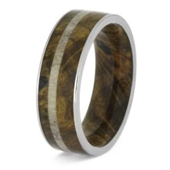 Buckeye Burl Wood & Antler Wedding Band With Wood Sleeve -Johan Jewelry Shop E5436 3
