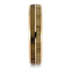 Oak And Olive Wood Wedding Band In 14k Rose Gold -Johan Jewelry Shop E5437RG 2