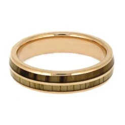 Oak And Olive Wood Wedding Band In 14k Rose Gold -Johan Jewelry Shop E5437RG 4